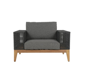 Sunpan SALERNO Armchair - Contemporary Gracebay Grey Lounge Chair with Teak Frame for Indoor & Outdoor Use 109513