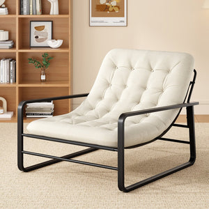 English Elm Accent Chair Sherpa Boucle Upholstered Seat for Reading Nook or Living Room Decor Beige T3623P411772