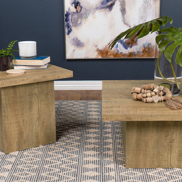 English Elm Exeter Mango Square End Table with Black Veneer Finish, Tall Minimalist Engineered Wood Accent Table B062P375988