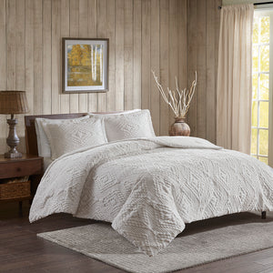 Woolrich Teton Lodge/Cabin Embroidered Plush Quilt Set WR13-2058 Ivory