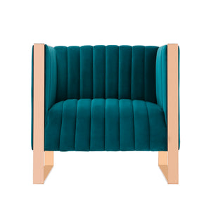 English Elm Trillium Velvet Lounge Chair with Gold Stainless Steel Frame, Plush High-Density Foam, No Assembly Required Teal B365P398014