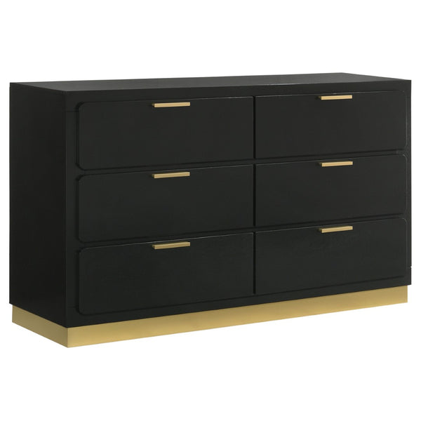 English Elm Sophia Black 5-Piece Queen Bedroom Set With Led Lighting, Gold Accents, And Generous Storage Solutions B062S01071-GIGA