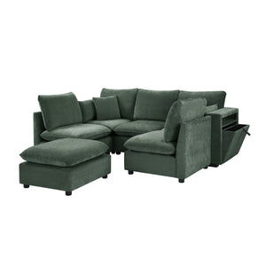 English Elm Swivel Barrel Accent Chair Chenille Tufted Round Club Seat for Living Room Lounge Green N719S002300F