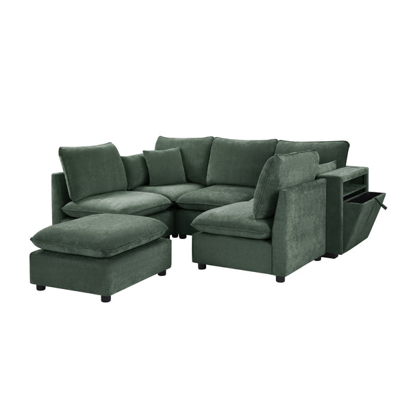 English Elm Swivel Barrel Accent Chair Chenille Tufted Round Club Seat for Living Room Lounge Green N719S002300F
