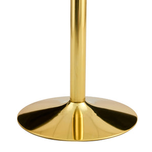 English Elm Table 35" Transparent Round Glass Dining Set With Gold Metal Base & 4 Black Pu High-Resilience Chairs W1151S03702-GIGA