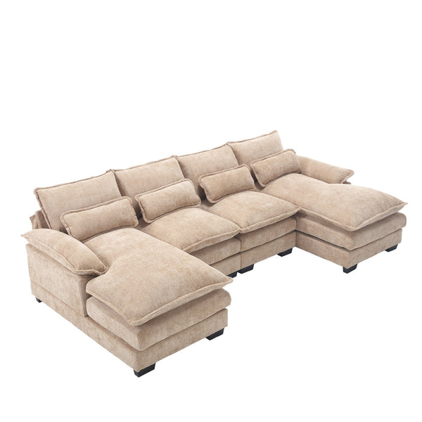 English Elm United We Win Chenille Sectional Oversized U-shaped Sofa Solid Wood Frame Living Room W1568P229818