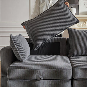 English Elm 113.5'' Modular Sectional Sofa with Storage Ottoman, Convertible U or L Shape Sleeper for 6 Seats Dark Gray W834S00252