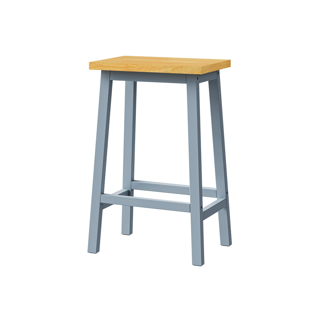 English Elm K&K Solid Wood Bar Stools Set of 2 – 25.6" Farmhouse Counter Stools with A-Frame Legs & Footrests, 220 lb Capacity Grey-Blue N707P185529G