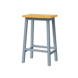 English Elm K&K Solid Wood Bar Stools (Not Cheap Iron), 25.6" Tall Set Of 2 Bar Chairs, Kitchen Counter Stools With Footrests, Farmhouse Stools For Dining Room, Kitchen, Counter, Grey Blue