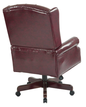 OSP Home Furnishings High Back Queen Anne Executive Chair Tufted Vinyl Upholstery with Lumbar Support TEX220-JT4
