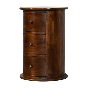 English Elm Solid Wood 3-Drawer Drum Chest In Chestnut – Versatile Nightstand, End Table & Storage Solution B182P279158-GIGA