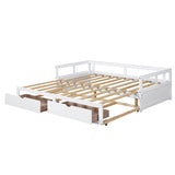 Fable Extendable Daybed with 2 Drawers and Wood Frame, White