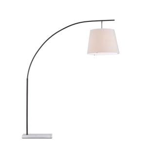 Cloister Modern Bronze Floor Lamp with Elegant Arc Design and White Linen Shade for Contemporary Spaces