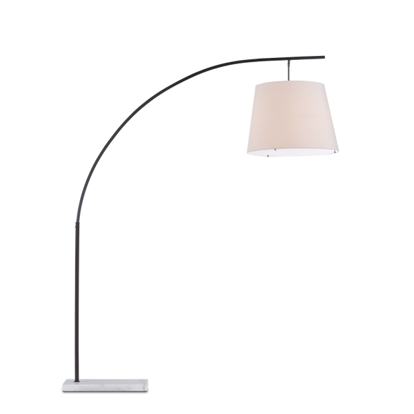 Cloister Modern Bronze Floor Lamp with Elegant Arc Design and White Linen Shade for Contemporary Spaces