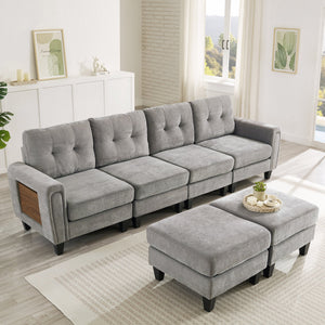 English Elm Swivel Barrel Accent Chair Chenille Tufted Round Club Seat for Living Room Lounge N719S002250E