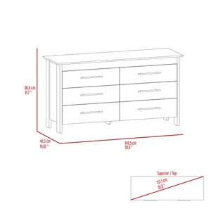 English Elm Paris Six Drawer Double Dresser Black Wengue Finish Mid-century Bedroom Storage B097S00241