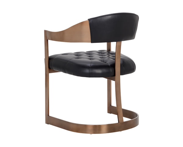 Sunpan Beaumont Ultra Contemporary Dining Armchair with T-Shaped Back and Stylish Tapered Arms Design Antique Brass / Cantina Black