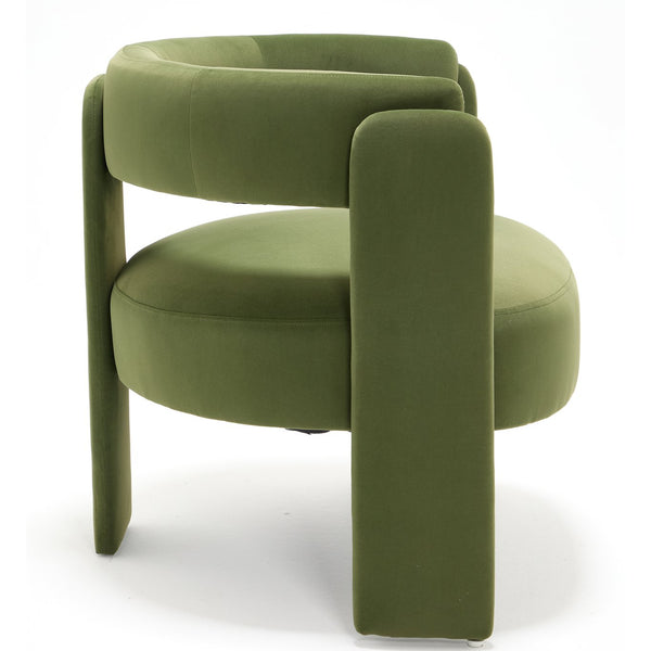 English Elm Accent Chair Velvet Upholstered Mid Century Modern Seat with Tapered Wood Legs for Any Room Green W3244P417183