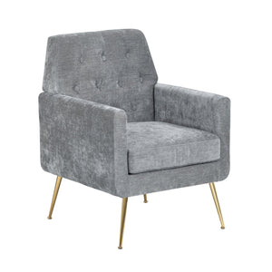 Crestview Collection Modern Accent Chair - Stylish Upholstered Furniture With Button Tufting And Gold Legs For Any Room Gray Polyester Evfzr4352ogry