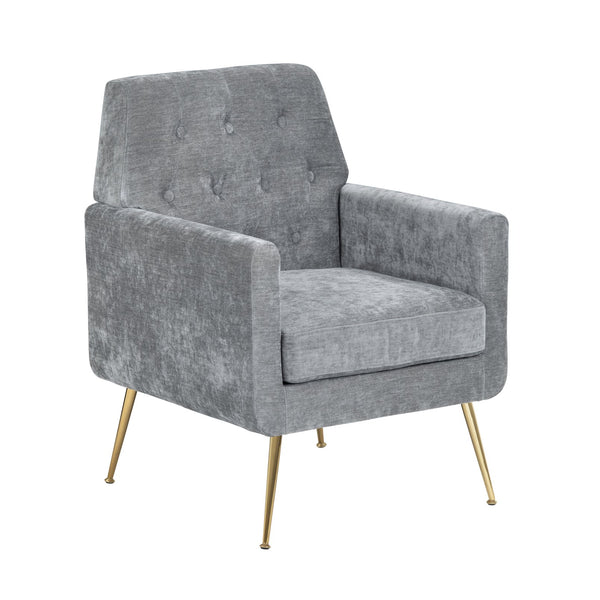 Crestview Collection Modern Accent Chair - Stylish Upholstered Furniture With Button Tufting And Gold Legs For Any Room Gray Polyester Evfzr4352ogry