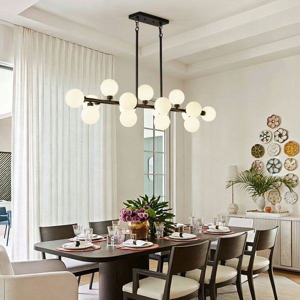 English Elm Pendant Lamp 16 Opal Seeded Glass Shades Gold Frame Farmhouse Dining Island Light Matte Black W5008P466518