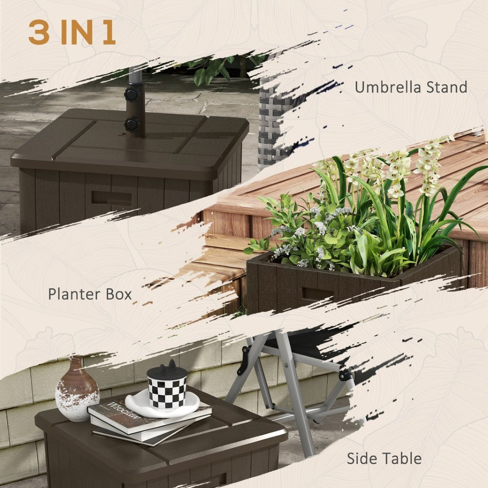English Elm Outsunny 3-In-1 Outdoor Umbrella Base And Coffee Table, Durable Flower Box Planter With Wheels W2225P174276-GIGA