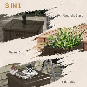 English Elm Outsunny 3-In-1 Outdoor Umbrella Base And Coffee Table, Durable Flower Box Planter With Wheels W2225P174276-GIGA
