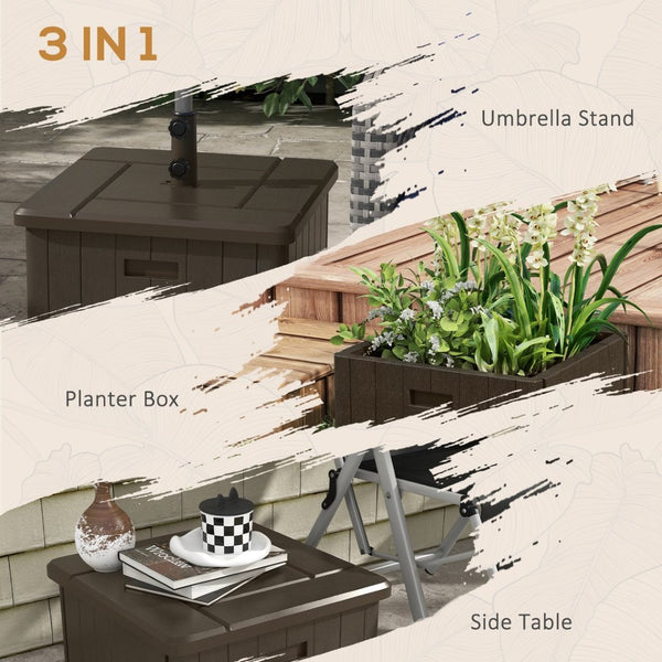 English Elm Outsunny 3-In-1 Outdoor Umbrella Base And Coffee Table, Durable Flower Box Planter With Wheels W2225P174276-GIGA