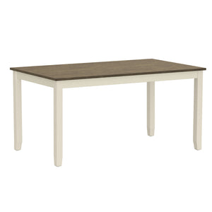 English Elm Wallace & Bay - Brown Brown And White 6 Piece Dining Table Set - Farmhouse Dogwood Bark & Blossom Finish, Easy-Care Wood, 60" Table Perfect for Family Gatherings B361P384405