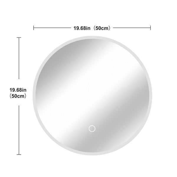 English Elm Round Led Wall Mirror with Dimming Touch Control for Bathroom Vanity or Bedroom W2071P313051