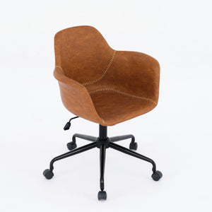 English Elm Mid-Century Minimalist Office Chair with 40° Recline, Adjustable Rebound, 320mm Wide Base, Ergonomic Design Brown W1143P173517