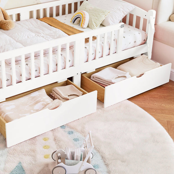 English Elm Metal Twin Over Full Bunk Bed White Steel Frame Space Saving Slat Support for Teens White W1580P383105