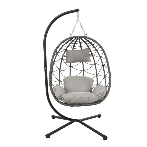 English Elm Egg Chair With Stand – Cozy Indoor Outdoor Hanging Basket Chair For Relaxation & Stylish Decor W1703P163949