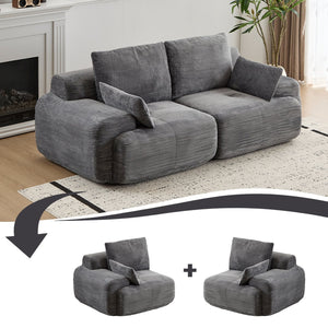 English Elm Modern 2-Seater Memory Foam Sectional Sofa - Pet-Friendly Corduroy Loveseat, No Assembly, Grey W3723P346961