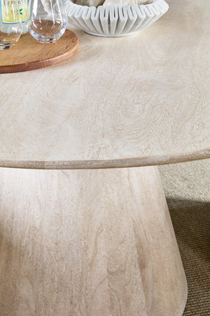 Hooker Furniture Commerce Madison Round Dining Table With Sculptural Pedestal, Solid Mango Wood, Durable Finish Whites/Creams/Beiges 7228-75005-02