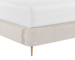 Sunpan Tierra Bed - Stylish Coastal-Inspired Design with Plush Headboard and Minted Copper Steel Legs King