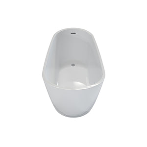 English Elm 63" Oval Freestanding Soaking Tub Solid Surface Resin Spa Bathtub Glossy White W1920P386220