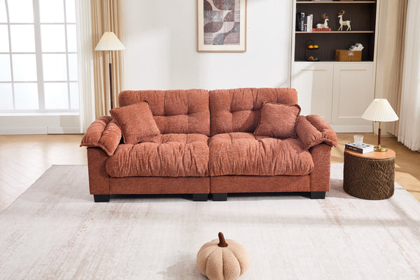 English Elm Casual Three Seat Chenille Sofa with Pleated Front Detail for Modern Living Spaces W2100S00314