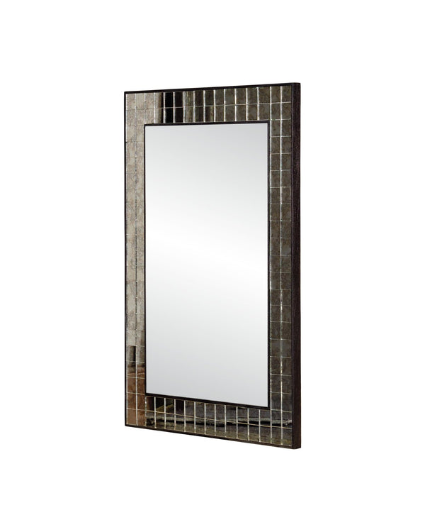Currey & Company Mosaico Rectangular Mirror - Stunning Beveled Design In Antique Tiles, Perfect For Any Home Décor Ivory Mango Wood ,Glass 1000-0166-currey-company