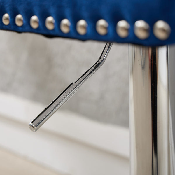 English Elm Thick Velvet Swivel Barstools with 17.7" Chrome Base, Tufted Diamond Pleating, Comfort Foam Seats Blue W1143P335044