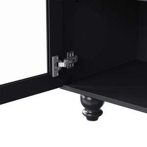 English Elm On-Trend Farmhouse Entertainment Center For Tvs Up To 70" With Adjustable Shelves & Glass Doors N721S000041B