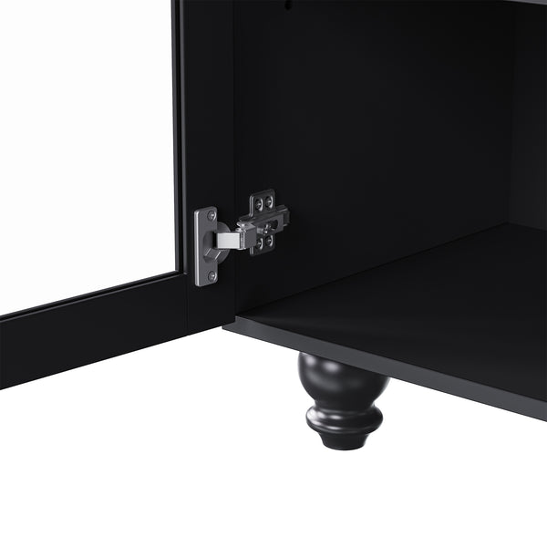 English Elm On-Trend Farmhouse Entertainment Center For Tvs Up To 70" With Adjustable Shelves & Glass Doors N721S000041B