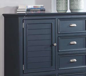 English Elm Transitional Elegant Five-Drawer Chest with Antique Hardware and Deep Storage for Clutter-Free Bedroom Slate Blue 21 L x 51 W x 53 H B2741P383855