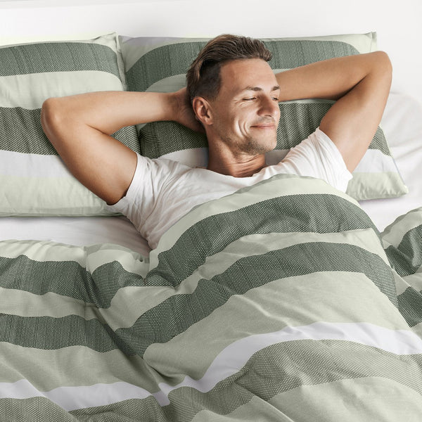 JLA Home Regency Heights - Stripe Seersucker Comforter Set with Reversible Striped and Botanical Prints, Lightweight Oeko-Tex Certified Sage RH10-0014