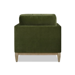 English Elm Jennifer Taylor Home - Knox 65" Modern Farmhouse Chaise Lounge in Olive Green Performance Velvet with Feather-Down Cushions & Birch Frame B2719P238295