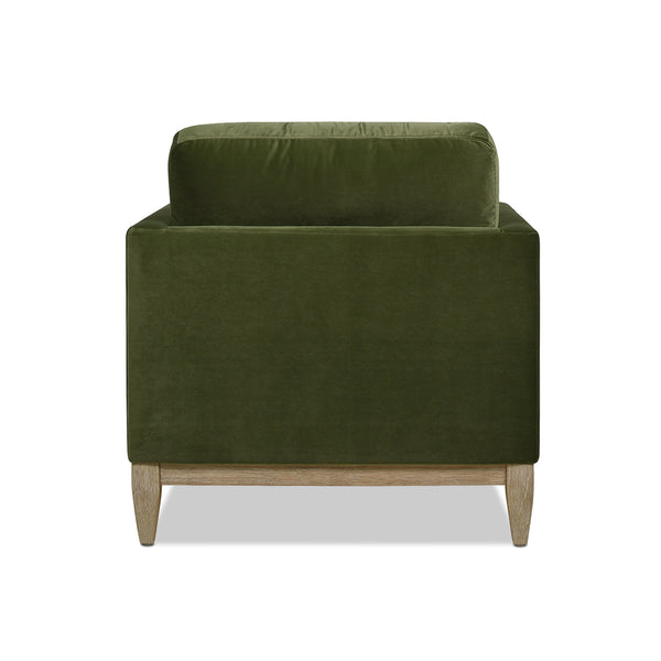 English Elm Jennifer Taylor Home - Knox 65" Modern Farmhouse Chaise Lounge in Olive Green Performance Velvet with Feather-Down Cushions & Birch Frame B2719P238295