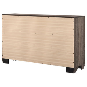 English Elm Harrison Mid-Century 6-Drawer Dresser in Dark Cocoa Finish with Tapered Legs, Sleek Black-Trim Accents taupe B062P378458