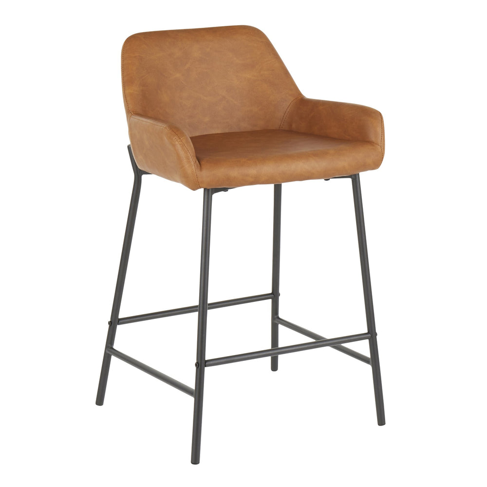 English Elm Counter Stools Set of 2 Industrial Black Metal Faux Leather Padded Kitchen Bar B202P221714