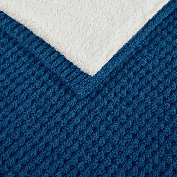JLA Home Madison Park - Waffle Chenille Throw with Sherpa Reverse, 50"x60" Plush Dual-Texture Throw for Warmth & Style MP50-8269