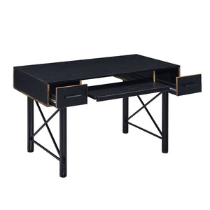 English Elm Rectangular Industrial Computer Desk With 2 Drawers, Distressed Wood & Black Metal Frame For Home Office B016P311788-GIGA